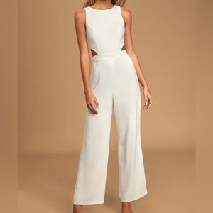 Lulus White Sleeveless Cutout Jumpsuit size large